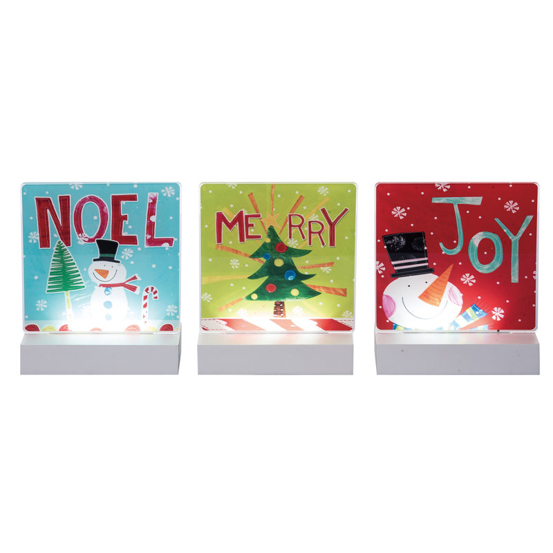 Ensemble de 3 panneaux décoratifs lumineux en MDF / acrylique