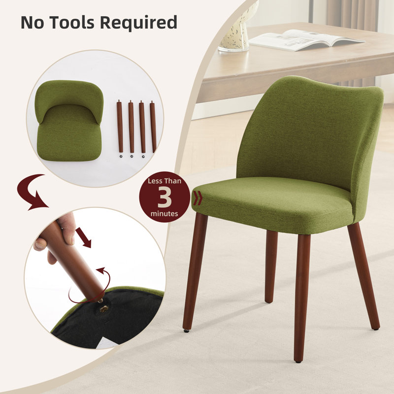 Solid Wood Cantilever Chair, 2-pack Linen | Green