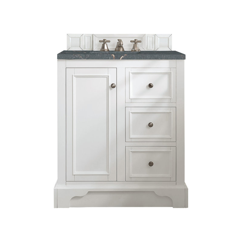 Kewstoke 31.3'' Single Bathroom Vanity with Top, Bright White, Parisien Bleu, 8" Widespread