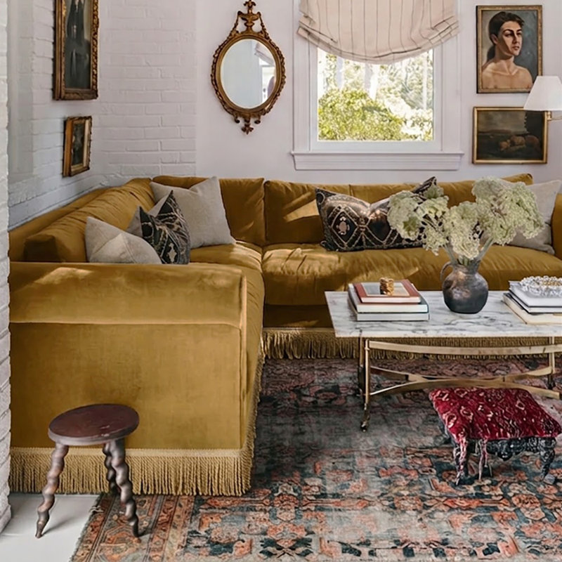 Carley Summers X River & Bord: The Max Sectional W/Fringe, Avon Camel Fabric