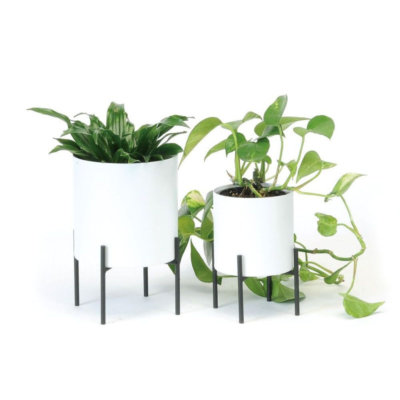 Jardinières de table en métal S / 2 avec support