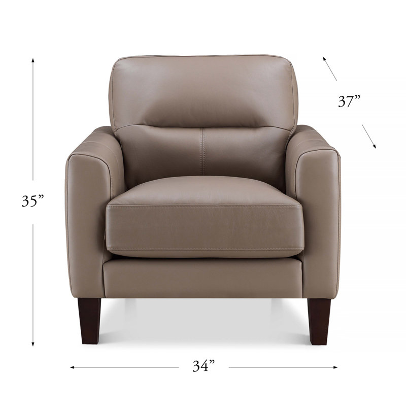 Schneider Top Grain Leather Chair, Chloe Ash Brown Genuine Leather