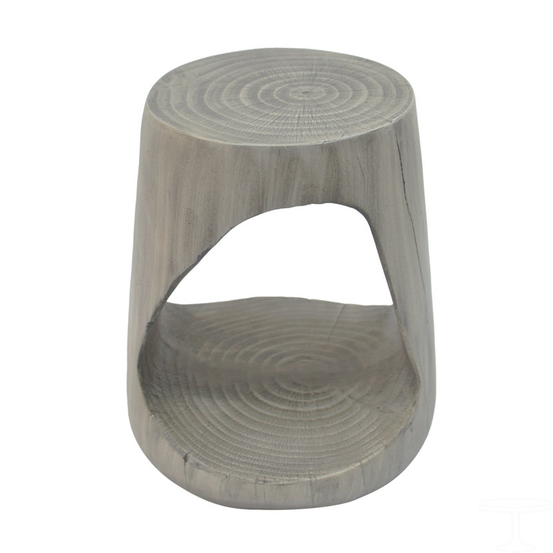 Table d'appoint Mgo Hollow, texture semblable au bois, Gris
