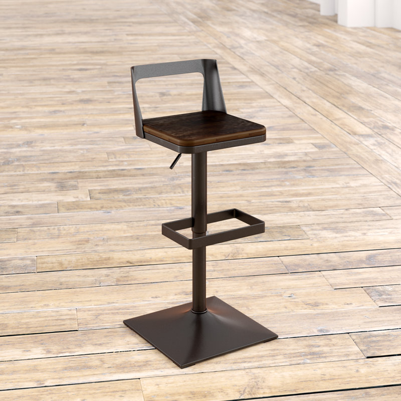 Flagler Swivel Adjustable Height Counter Stool with Metal Frame, Antique/Espresso