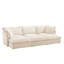 3 places avec repose-pieds, salon en chenille crème, tissu 3 places spacieux et confortable,