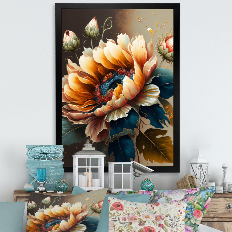 «Vibrant Sunflower I», reproduction sur toile, Impression noire sur toile encadrée, H 20 po x l 12 po x P 1 po