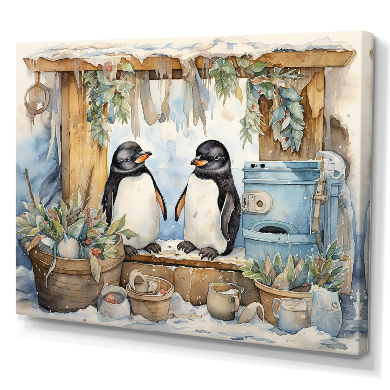 «Penguin Pressing Laundry I», art mural, Toile tendue, H 20 po x l 12 po x P 1 po