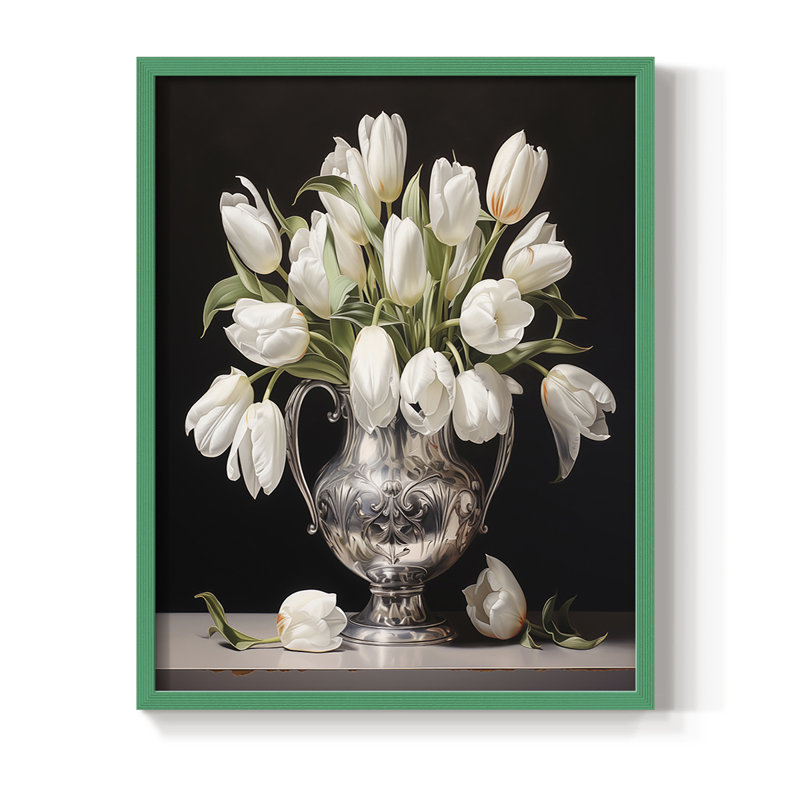 Reproduction encadrée FLORAL Series DCCIVV - bois massif, Vert, H 11 po x l 9 po