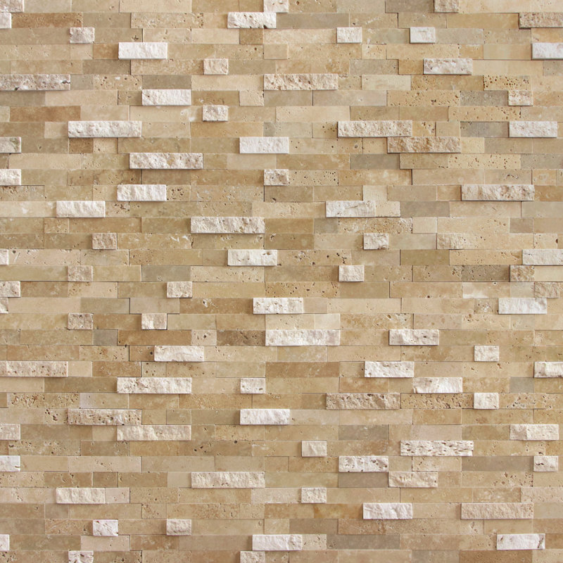 11.5" x 10.7" 3D Natural Stone Peel & Stick Mosaic Tile, Beige