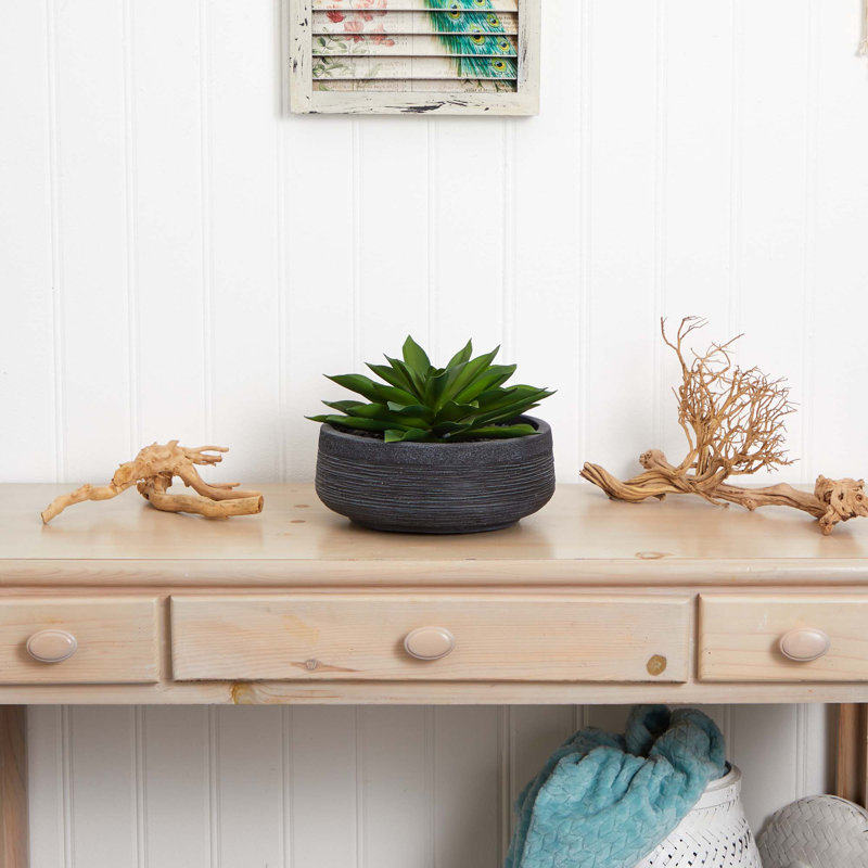 10'' Faux Cactus Plant in Stone Planter