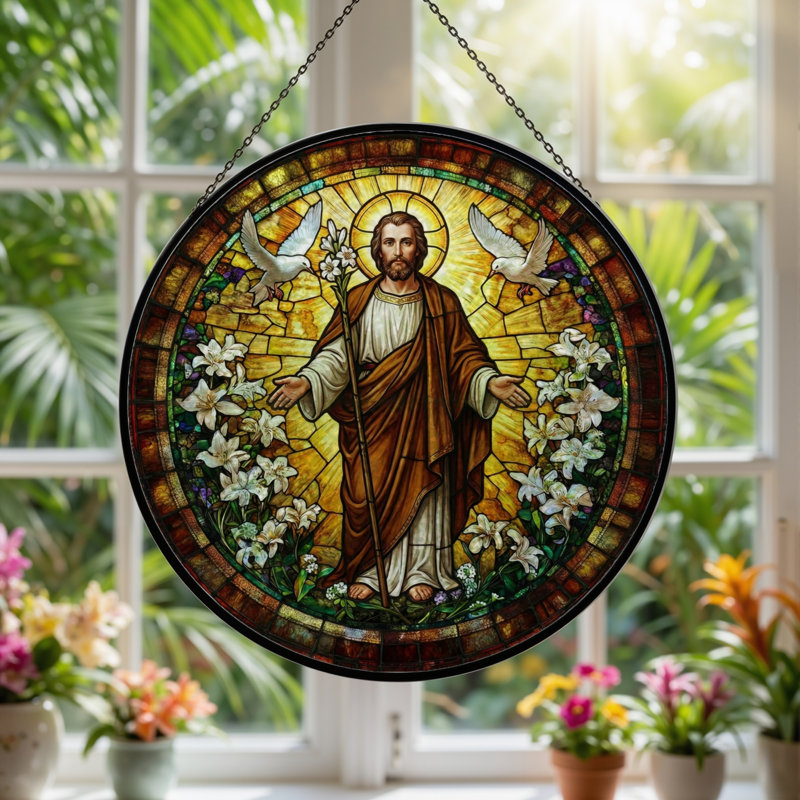 Vitrail de fenêtre en verre coloré 12 po, H 12 po
