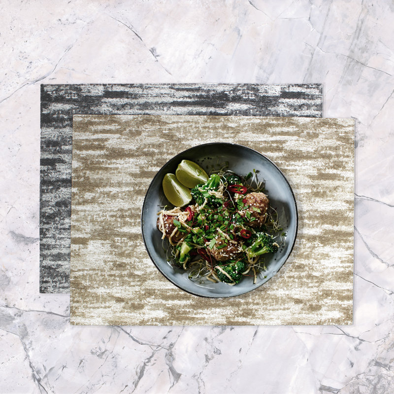 Angol Polyester Abstract Rectangle Placemat, Brown/White/Grey
