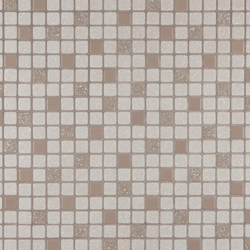Crystalline Square 12 " x 12 " Porcelain Mosaic Wall & Floor Tile, Beige/Terracotta/White