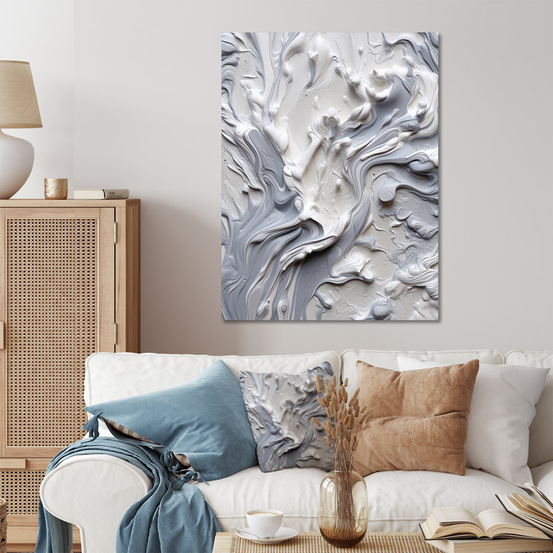 Décoration murale grise harmonie crème et chaos II - formes abstraites, H 20 po x l 12 po