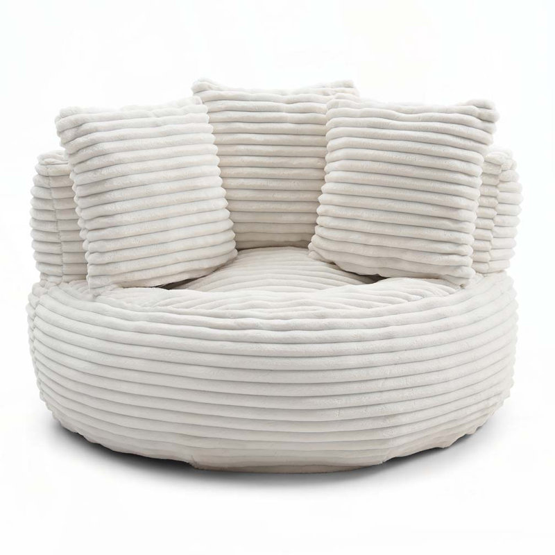 Fauteuil à billes en velours côtelé, Beige
