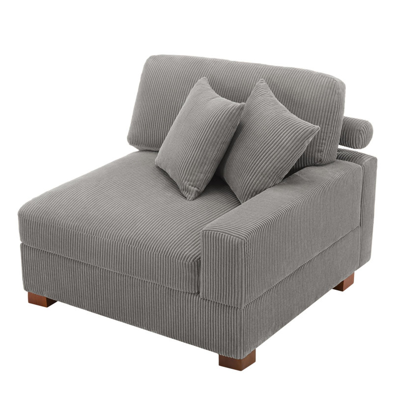 Milbrey 104.1Cm Wide Armchair, Light Grey Corduroy