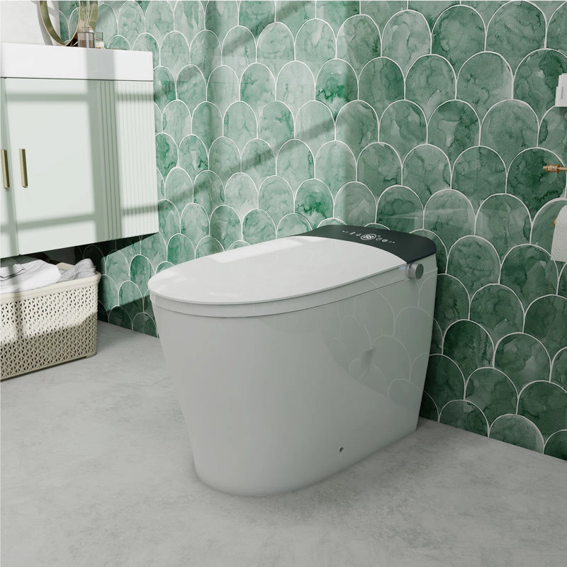Toilette Smart Bidet avec réservoir intégré, couvercle à ouverture / fermeture automatique, hauteur ADA, chasse d'eau occultante, siège chauffant, lavage à chaud, chasse d'eau automatique 1,08GPF, filtration Tech, standard