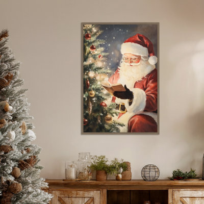 Santa Reading II by Melloi Art Prints Framed Canvas Wall Art Print