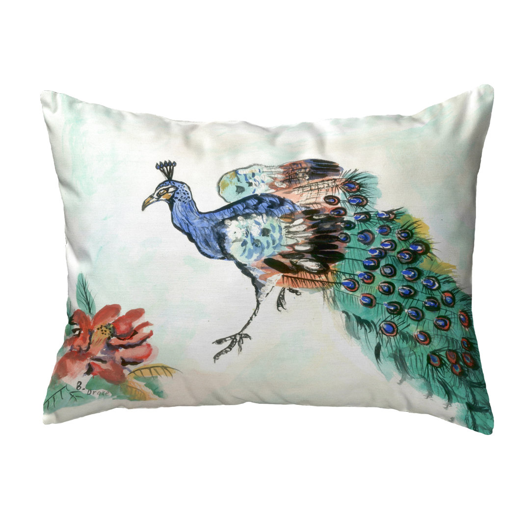 Peacock Peacock Indoor/Outdoor Lumbar Pillow Betsy Drake Interiors