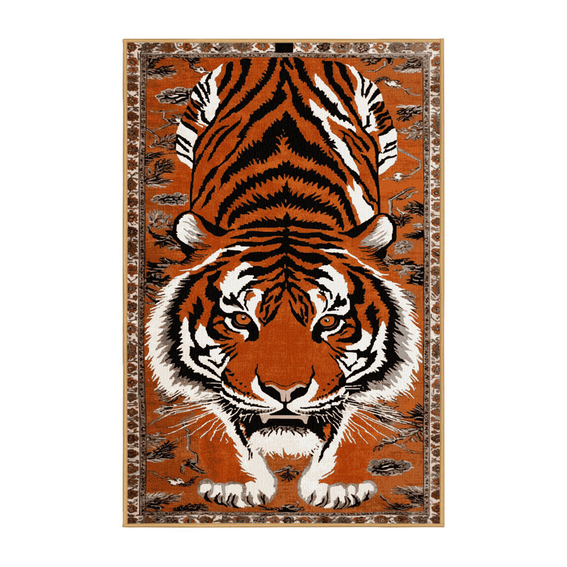  Tapis lavable Indochinese Tiger Big Cats, Rectangulaire 2 pi x 3 pi