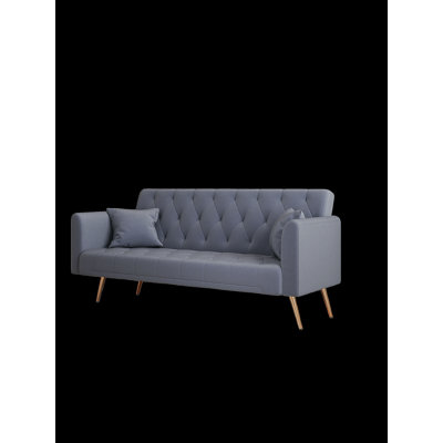 71-inch convertible love seat sofa, American vintage grey velvet material, suitable for small living room, bedroom, office by George Oliver
