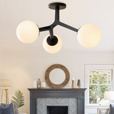 Janto 3-Light Glass Semi Flush Mount