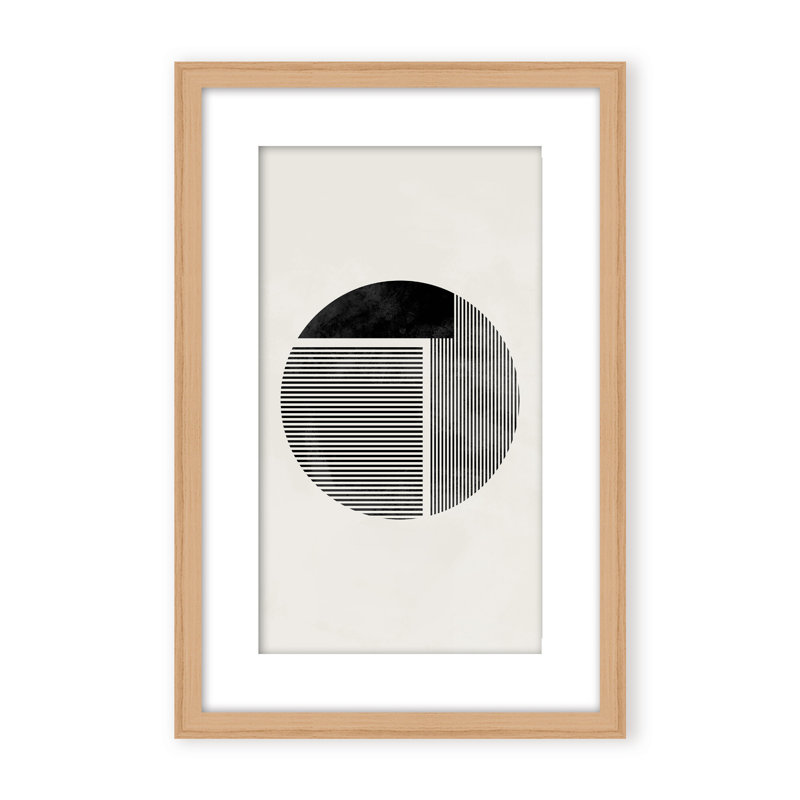 Abstract Minimalist Round by  - Picture Frame Painting on Paper, Framed Canvas, 24" H x 16" W x 2.375" D, White