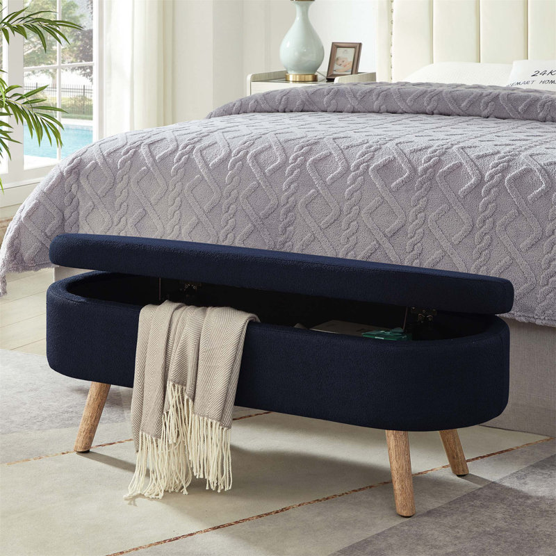 Banc de rangement avec repose-pieds ovale Luxury, Marine