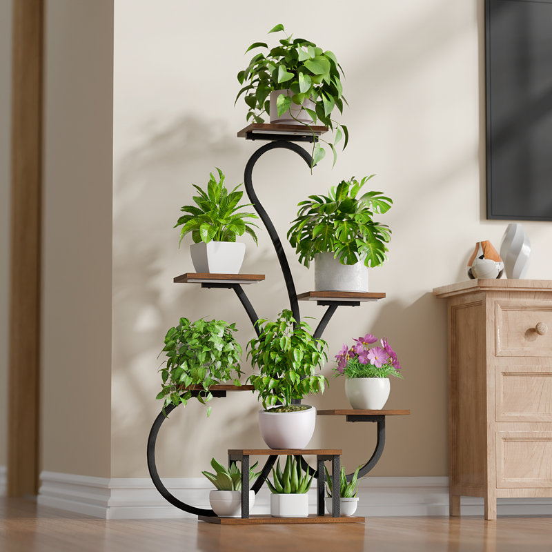 Support pour plante d'intérieur 47 "avec lumières de croissance, étagères à 7 niveaux