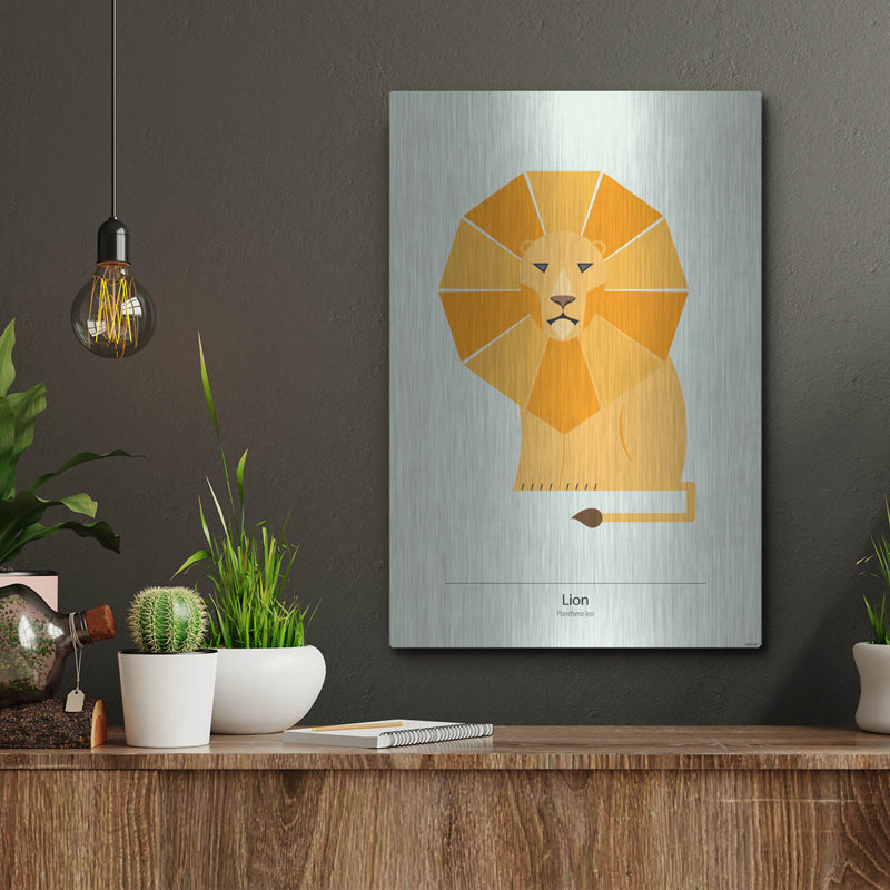 «Lion» par Tomas Design, art mural en métal, H 16 po x l 12 po