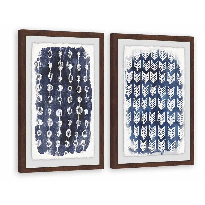 « boho patterns »-ensemble de 2 reproductions de peintures à l’aquarelle encadrées sur papier, H 30 po x l 20 po x L 1,5 po