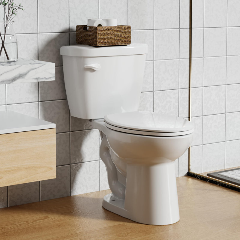 Two-Piece Toilet For Bathrooms, 19" Extra Elongated Toilet Bowl With Soft Close Seat/Single Flush