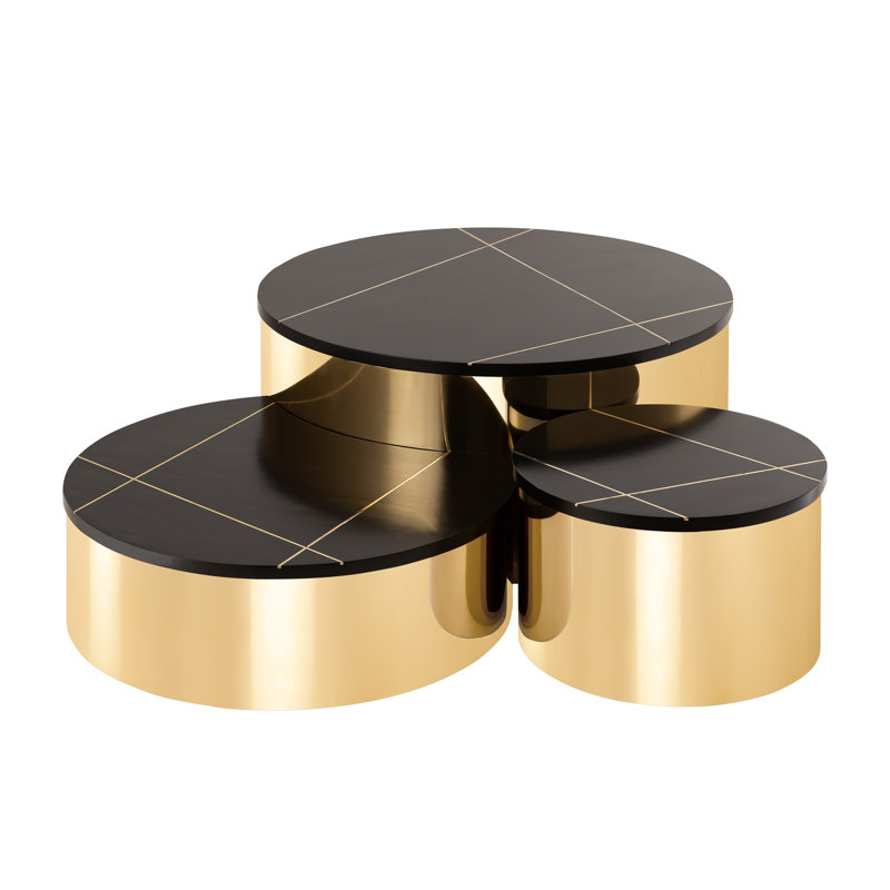 Solid Wood Top Coffee Table, Gold