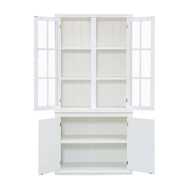 Freestanding Cabinet With Glass Door, Farmhouse Display Cabinet With Storage