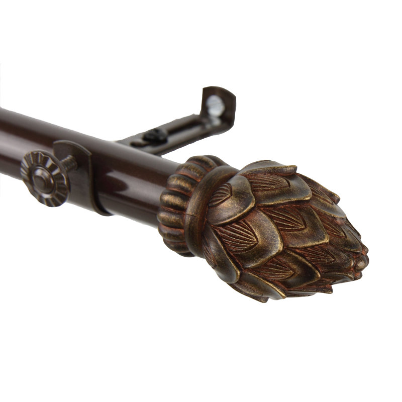 Tringle à rideaux simple à 4 côtés Orpha Bud, Cacao, 18 po à 28 po (chaque côté)