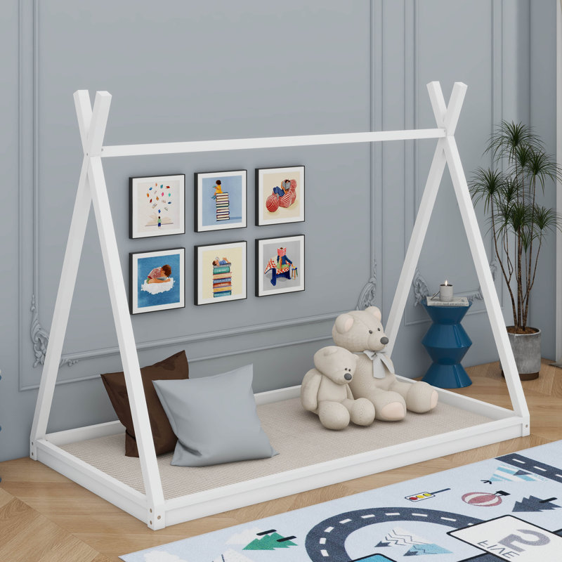 Lit simple simple de style Montessori, Blanc