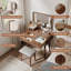 Coiffeuse de maquillage en bois massif, miroir amovible, éclairage réglable, équipé de trois tiroirs-1568740775-1547529751