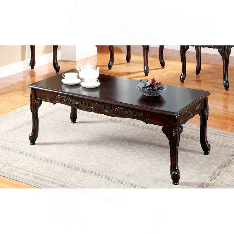 Table basse 3 pièces avec pieds en cabriole de style cerisier foncé de style traditionnel et table basse 1X