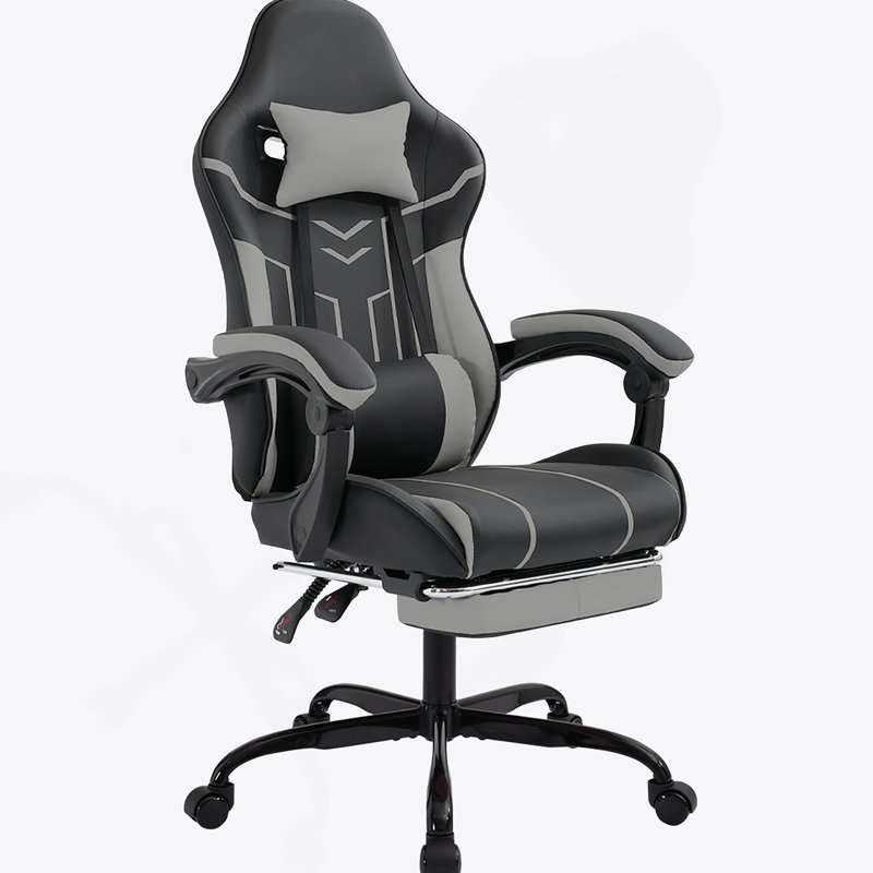Chaise de jeu, chaise d'ordinateur ergonomique avec repose-pieds Chaise de bureau ergonomique avec dossier lombaire noir