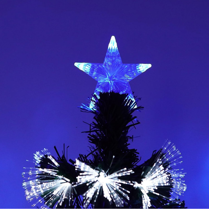 Lighted Artificial Pine Christmas Tree, 7 ft