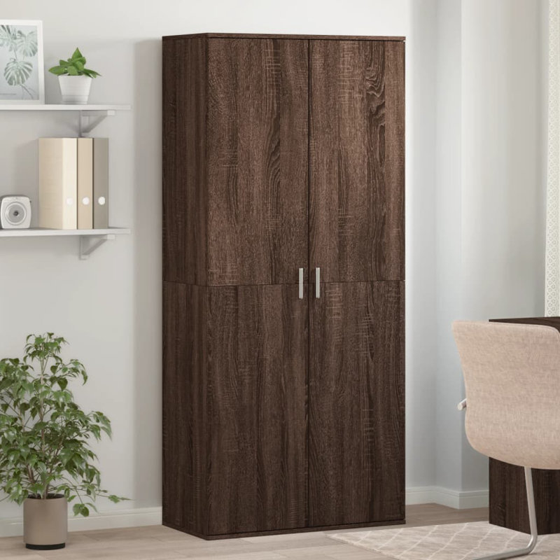 12 Pair Shoe Storage Cabinet, Brown Oak