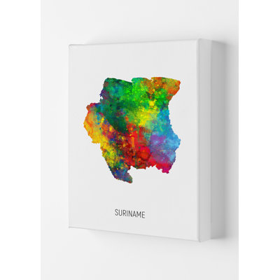 Suriname Watercolour Map by Michael Tompsett - Print