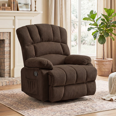 Breasha 39.7" Wide Manual Upholstered Swivel Rocker Recliner