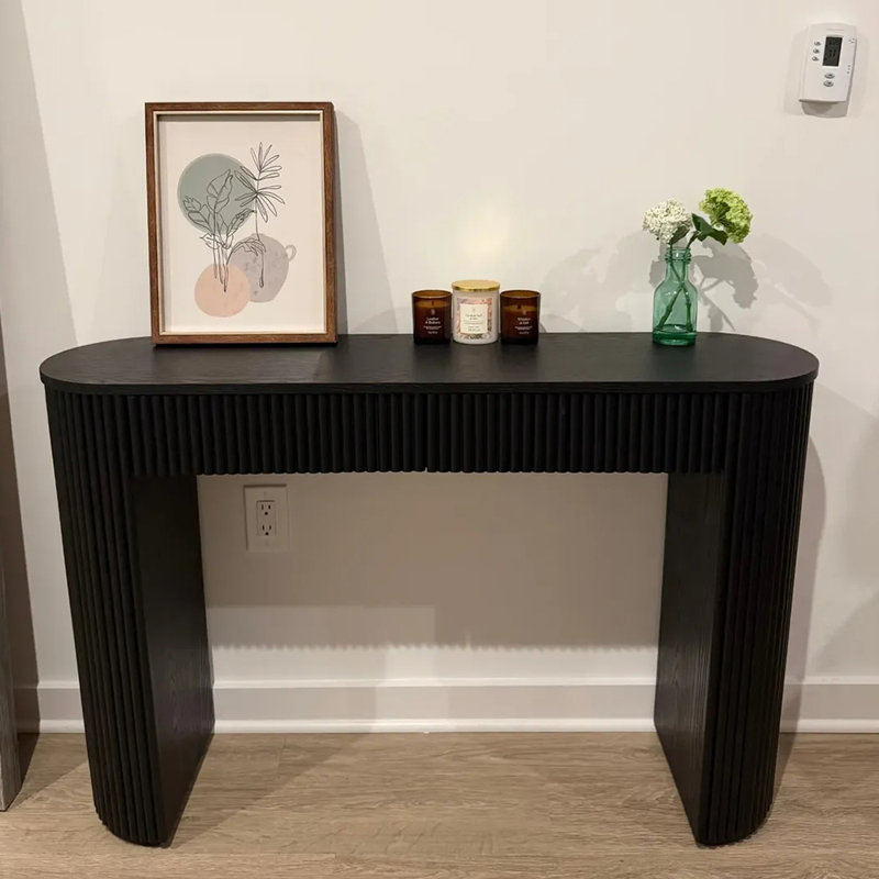 Console légère et luxueuse rétro, Noir, H 31,5 po x l 55,1 po x P 11,8 po
