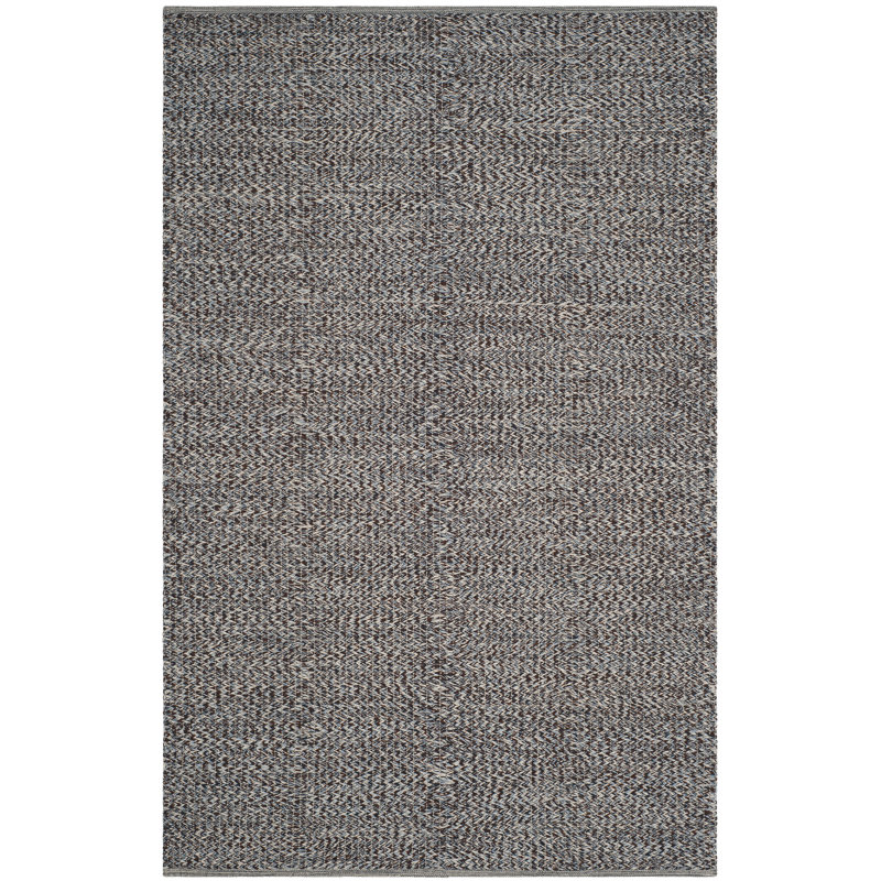 Tapis de couleur unie en coton tissé à la main Haqlaim, Rectangle 5 pi x 8 pi