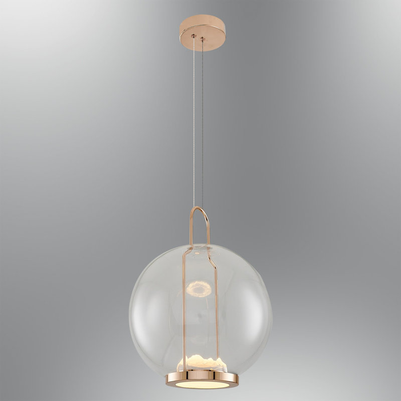 Lustre à DEL jaune élégant, structure en métal, 16 W, 3 000 K, 1 600 lumens | Diamètre: 13,8 po, hauteur: 47,2 po | Longueur réglable, DEL intégrée | Parfait pour la salle à manger et les décors modernes, élégant et écoénergétique