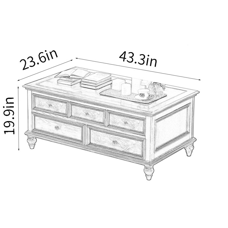 American simple coffee table, 19.9" H x 43.3" L x 23.6" W