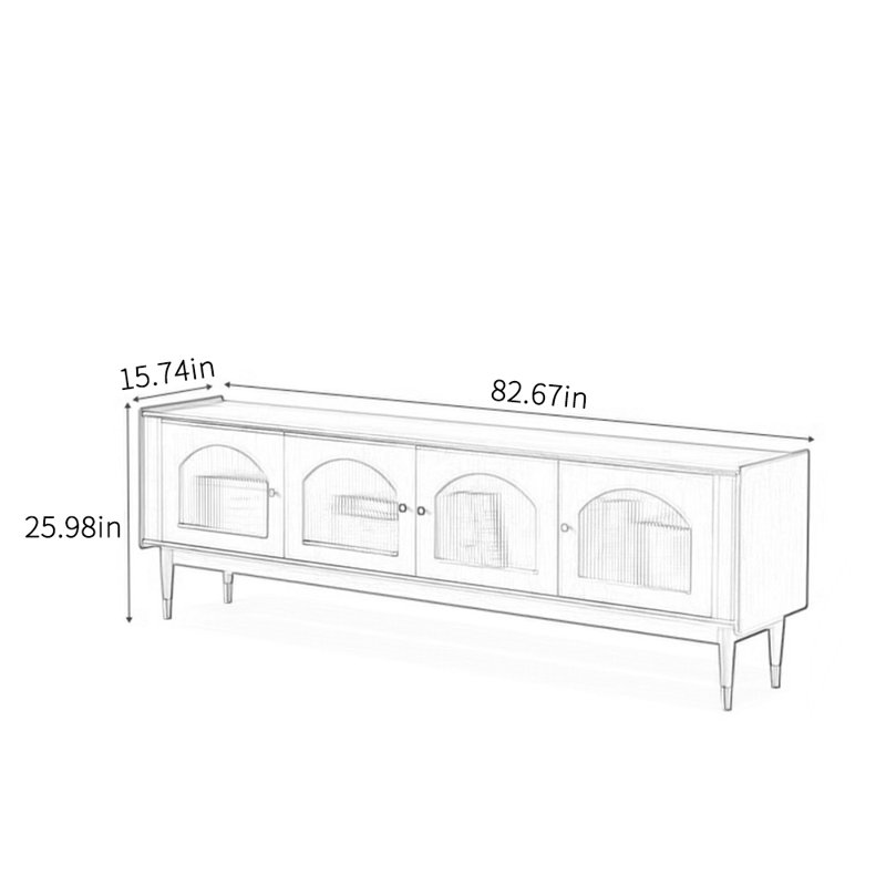 Meuble télé en bois massif au design simple, 82.67", Brun