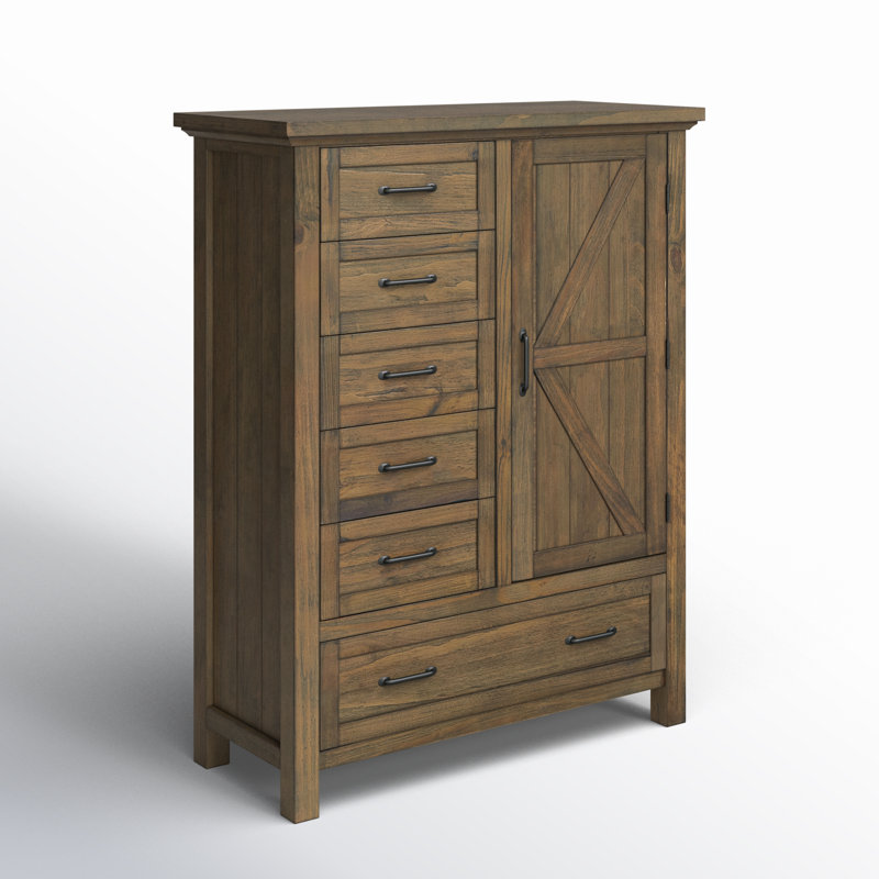 Armoire en bois massif Aceline, Brun récolte