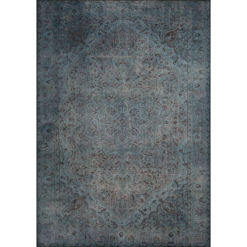 Tapis vert à motif tissé rétro, Rectangle 9 pi 11 po x 13 pi 2 po